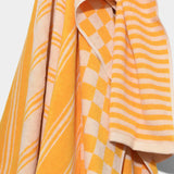 Retro stribet Håndklæder - Yellow (100x150 cm)