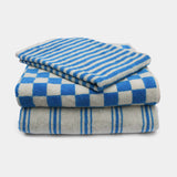 Stribet Håndklæder - Aqua blue (45x65 cm)