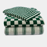 Stribet Håndklæder - Pine green (45x65 cm)