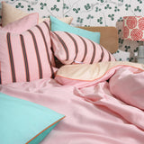 Bomuldssatin sengesæt - Light pink & cream