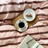 Bomuldspercale sengesæt - Pink dobby stripe